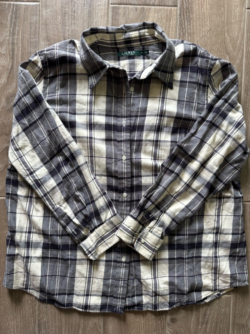 Lauren Ralph Lauren Black & White Plaid Button-Down Shirt